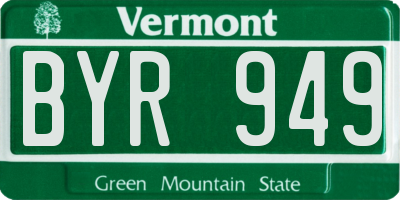 VT license plate BYR949