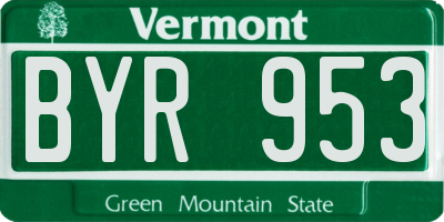 VT license plate BYR953