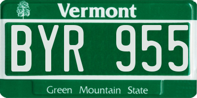 VT license plate BYR955