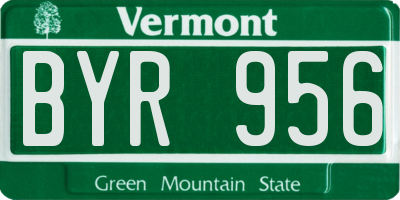 VT license plate BYR956