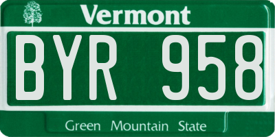 VT license plate BYR958