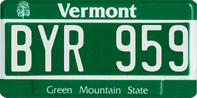 VT license plate BYR959