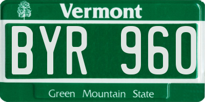 VT license plate BYR960