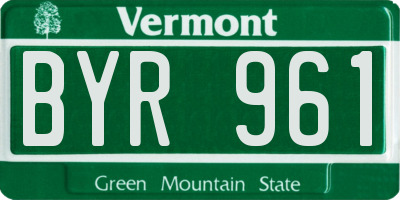 VT license plate BYR961