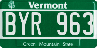 VT license plate BYR963