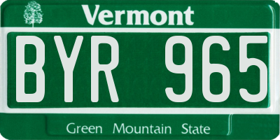 VT license plate BYR965