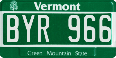 VT license plate BYR966