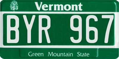 VT license plate BYR967