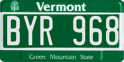 VT license plate BYR968
