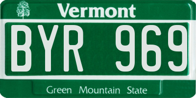 VT license plate BYR969