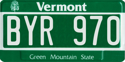VT license plate BYR970
