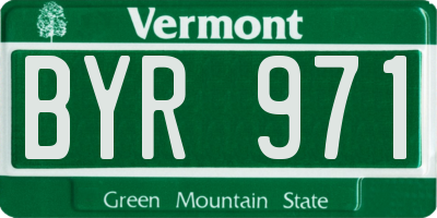 VT license plate BYR971