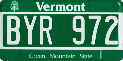 VT license plate BYR972