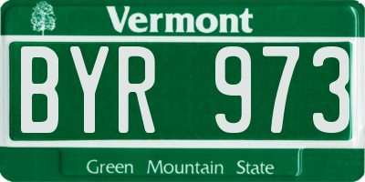 VT license plate BYR973