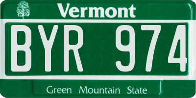 VT license plate BYR974