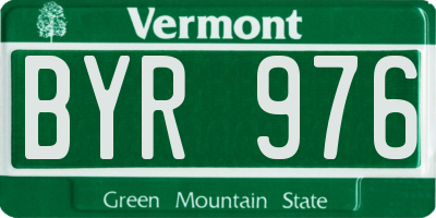 VT license plate BYR976