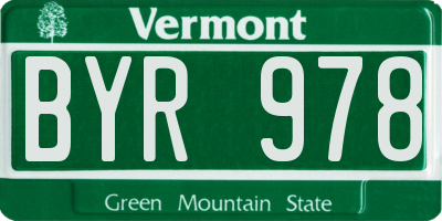 VT license plate BYR978