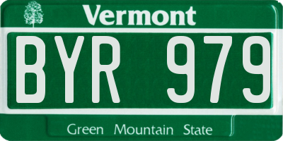 VT license plate BYR979