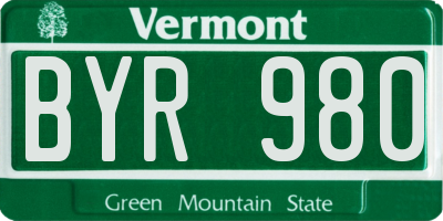VT license plate BYR980