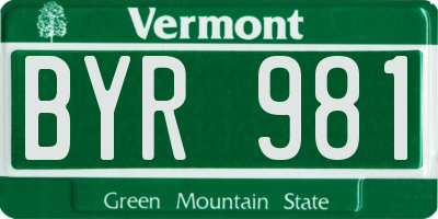 VT license plate BYR981