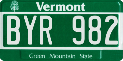 VT license plate BYR982