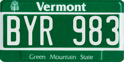 VT license plate BYR983