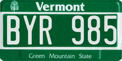 VT license plate BYR985