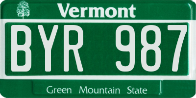 VT license plate BYR987