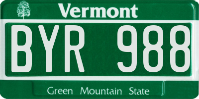 VT license plate BYR988