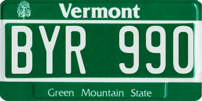 VT license plate BYR990