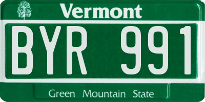 VT license plate BYR991