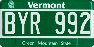 VT license plate BYR992