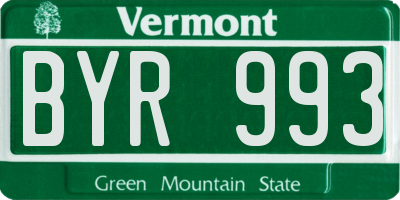VT license plate BYR993