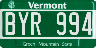 VT license plate BYR994