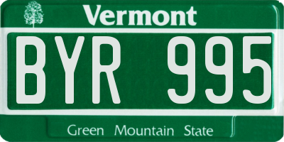 VT license plate BYR995