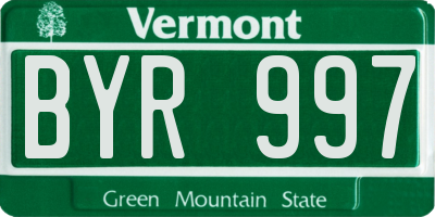 VT license plate BYR997