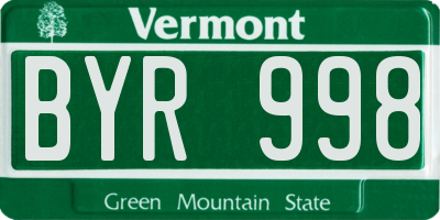 VT license plate BYR998
