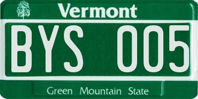 VT license plate BYS005