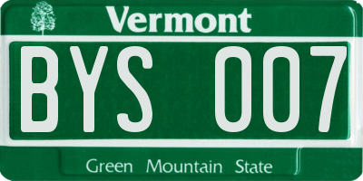 VT license plate BYS007