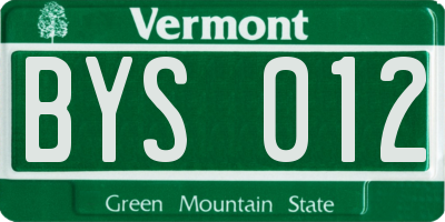VT license plate BYS012
