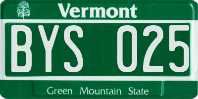 VT license plate BYS025