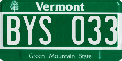 VT license plate BYS033
