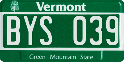 VT license plate BYS039