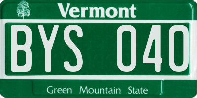 VT license plate BYS040