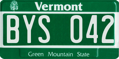 VT license plate BYS042