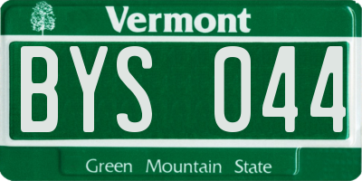 VT license plate BYS044