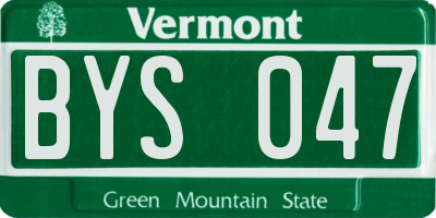 VT license plate BYS047