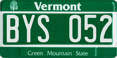 VT license plate BYS052