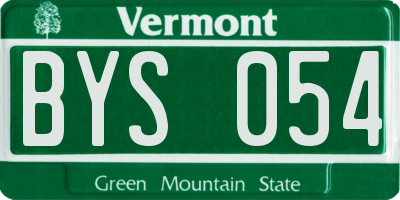 VT license plate BYS054