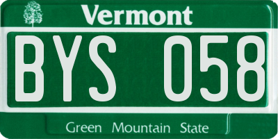 VT license plate BYS058